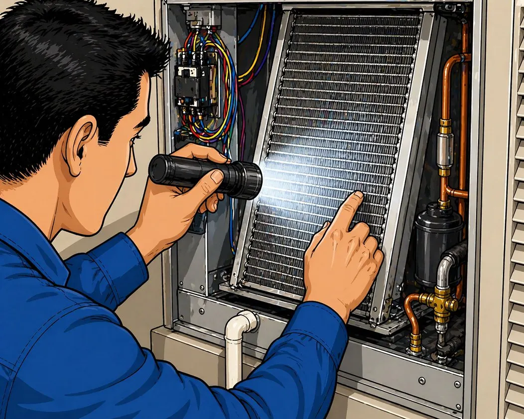 HVAC service technician preforming a tune up