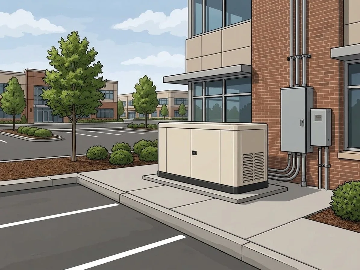 Commercial generator paired with a solar array for backup power