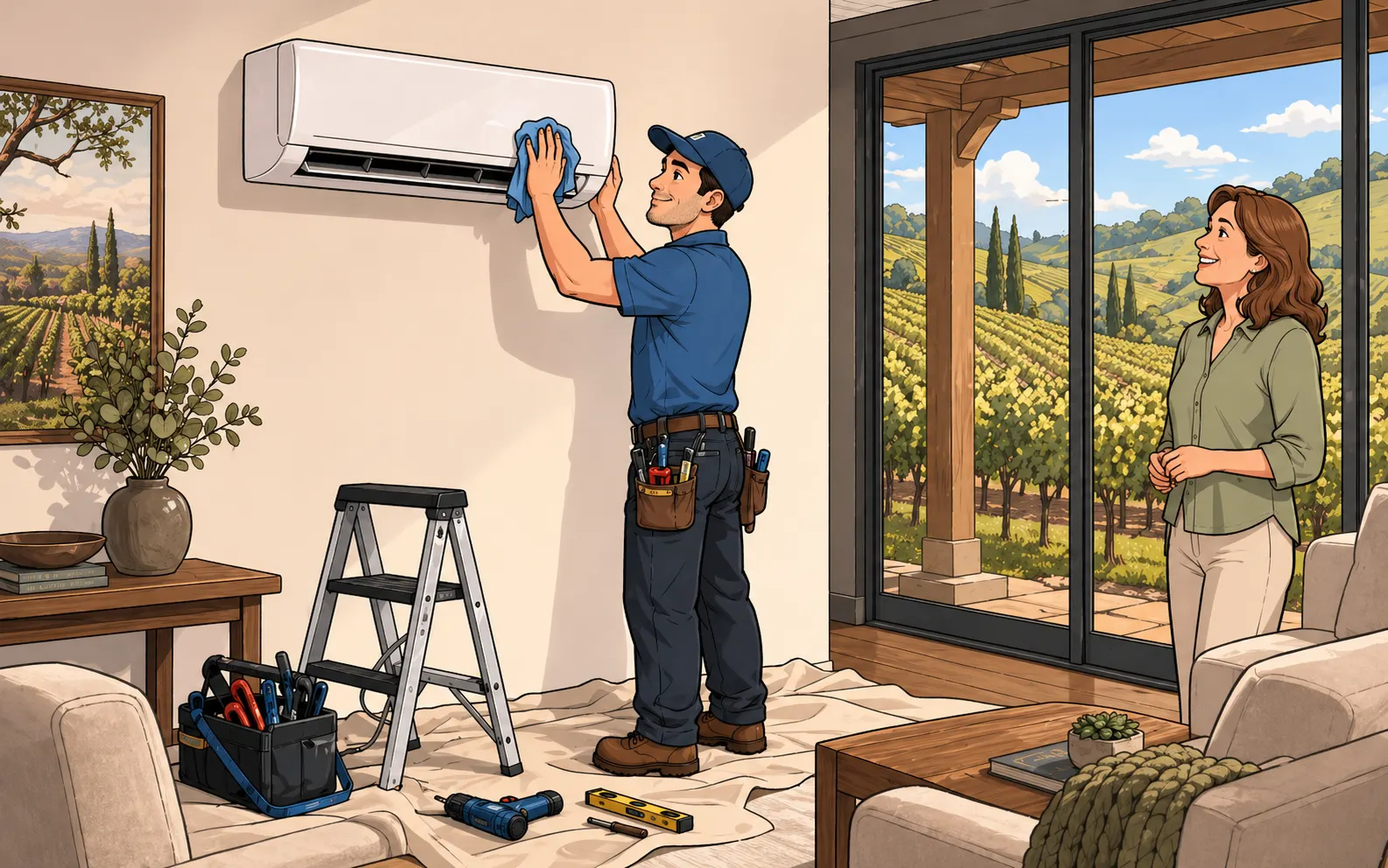 ductless mini split installation in lake county home